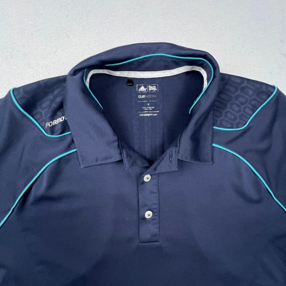Adidas Polo Shirt Mens M Navy Blue Formotion Climacool Athletic Golf Sporty